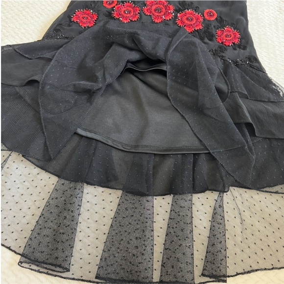 VTG Sue Wong Silk Beaded Embroidered Skirt Top 6 Black Whimsigoth Coquette Dress - Picture 15 of 17